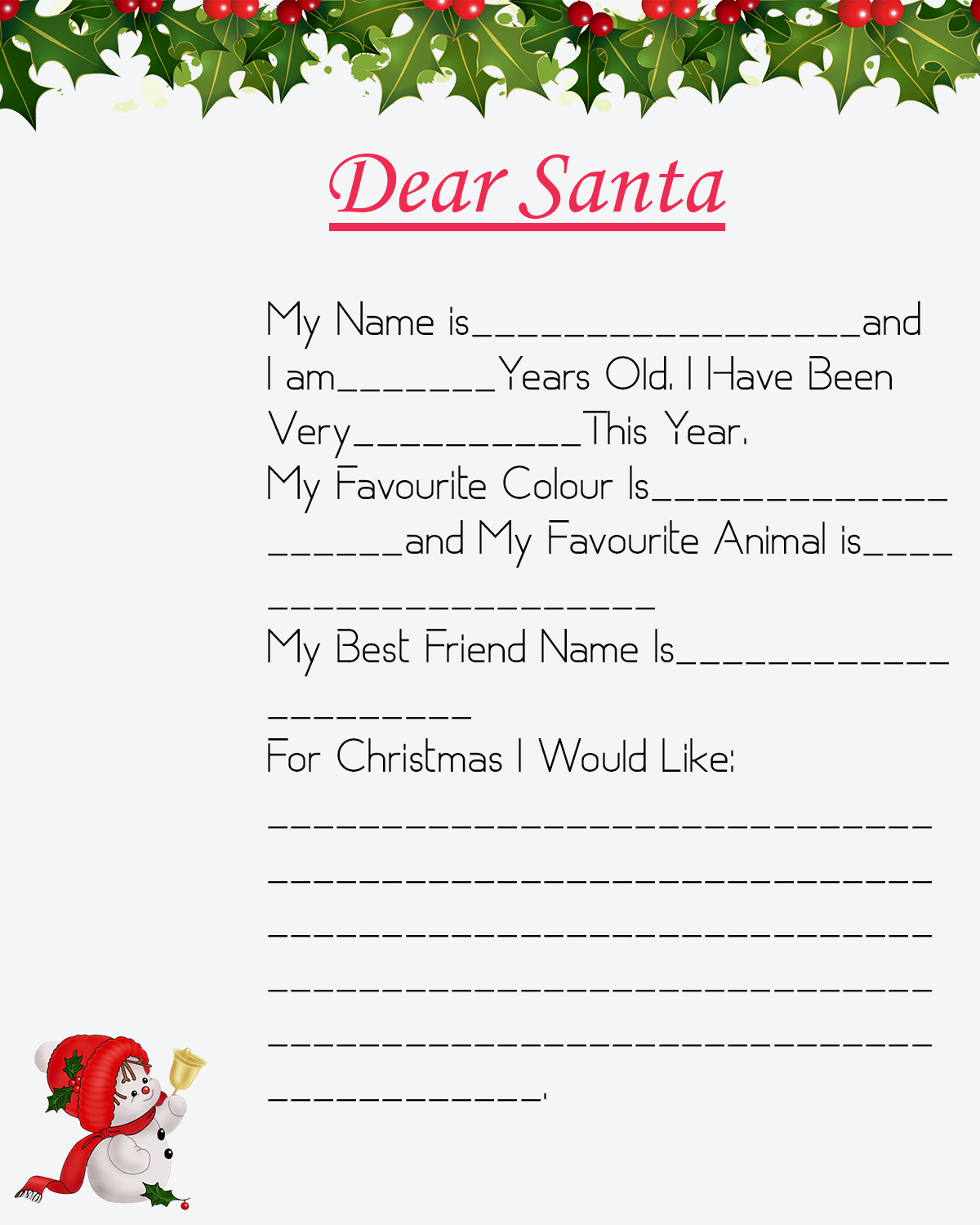 10+ Free Blank Printable Santa Letter Template | How To Wiki Within Blank Letter From Santa Template