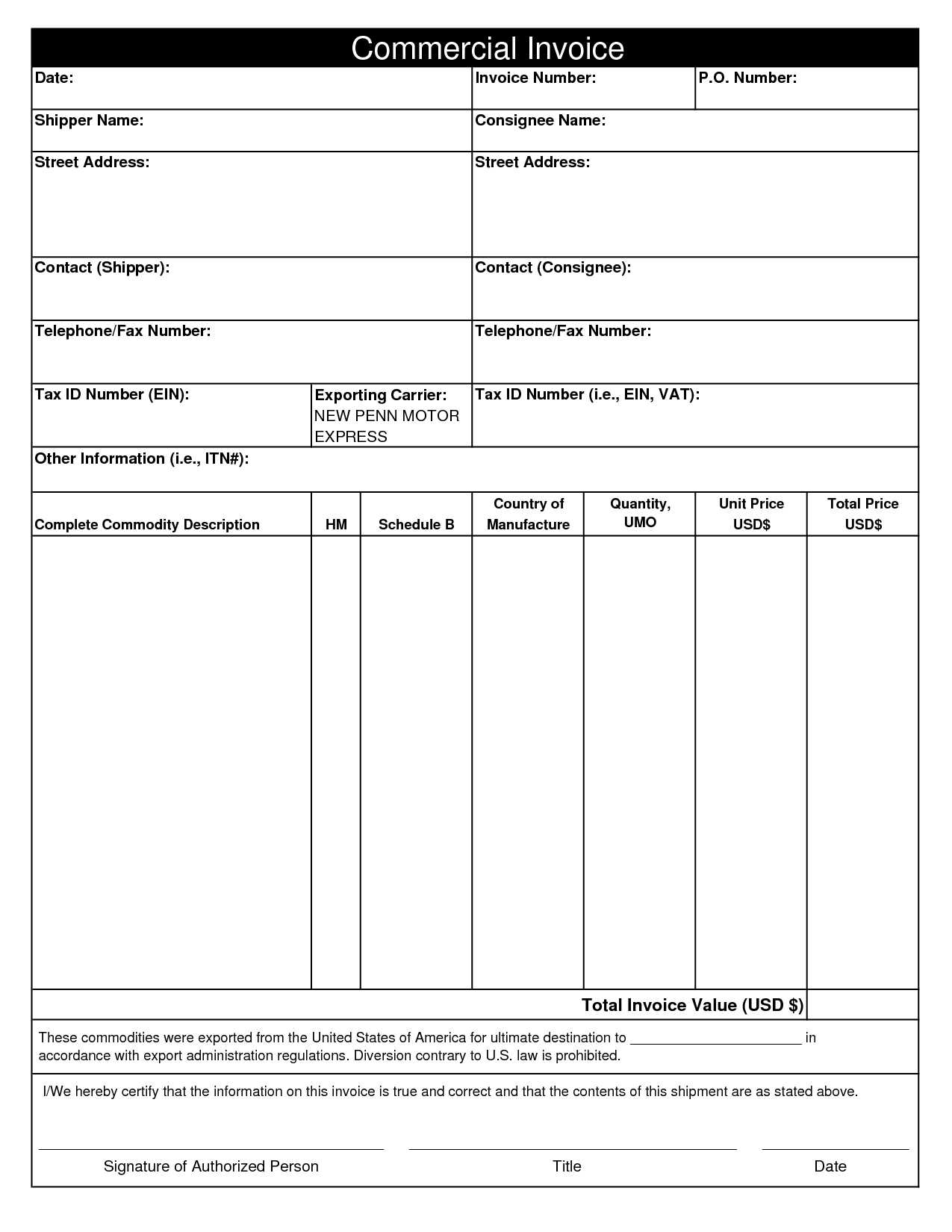 11+ Commercial Invoice Templates – Download Free Documents Within Commercial Invoice Template Word Doc