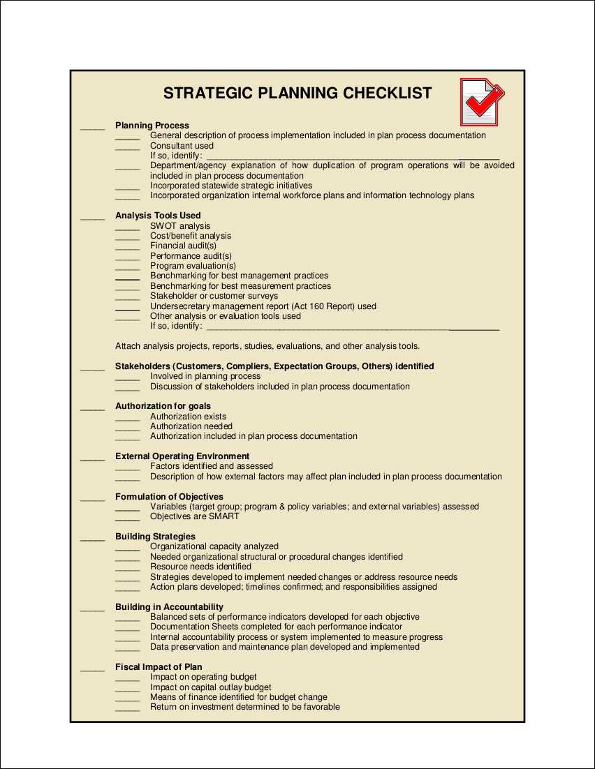 11+ Strategic Planning Checklist Examples – Pdf | Examples Intended For Strategic Management Report Template