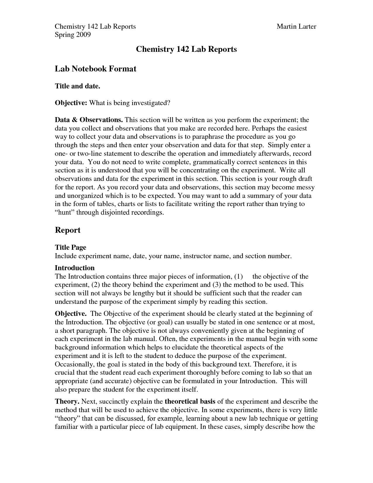12 Example Of A Lab Report For Chemistry | Resume Letter For In Lab Report Template Chemistry