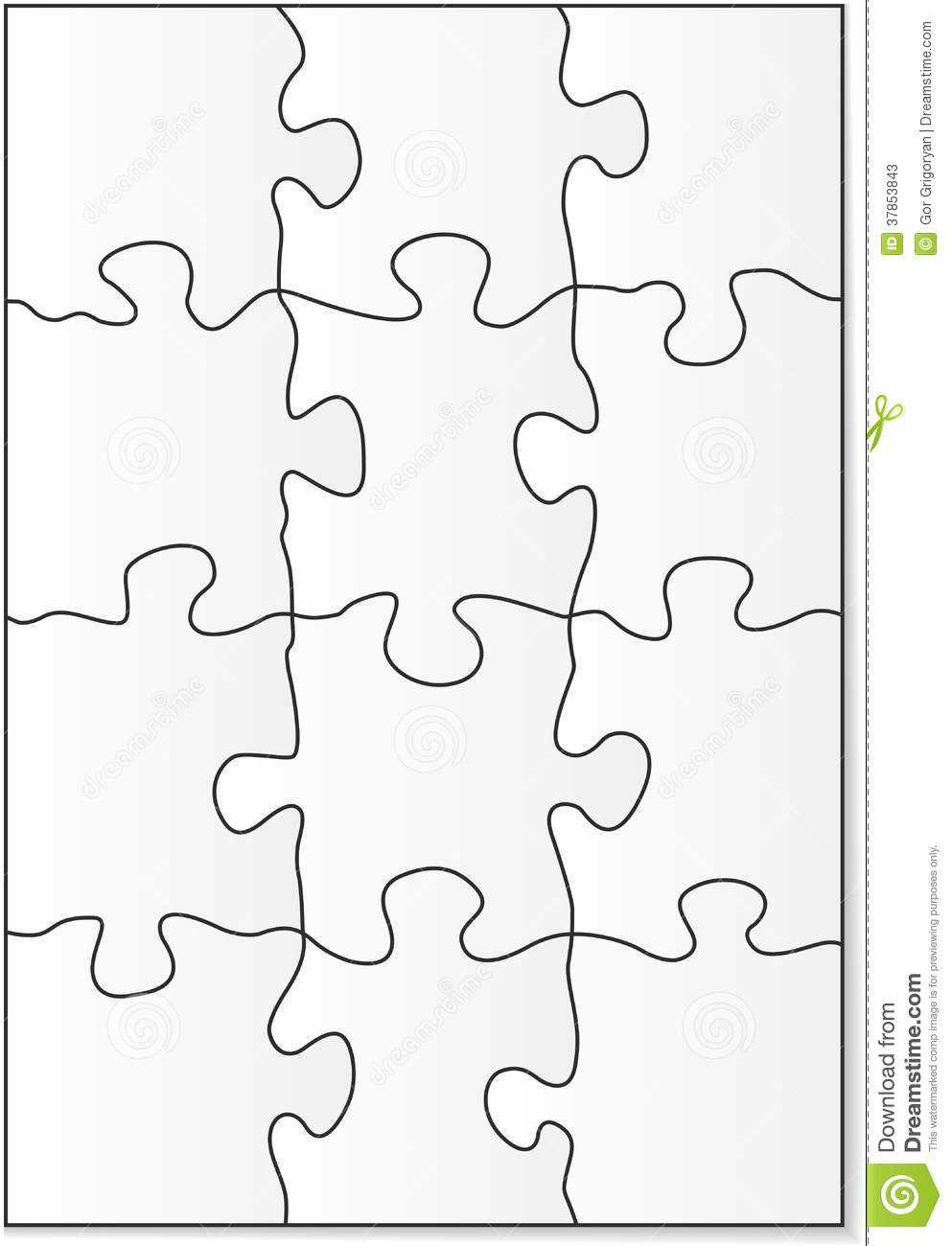12 Piece Puzzle Template Stock Vector. Illustration Of Frame Regarding Blank Jigsaw Piece Template