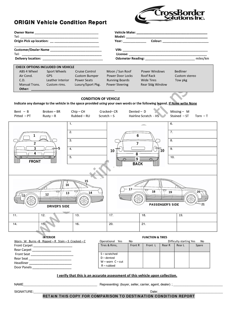 12+ Vehicle Condition Report Templates - Word Excel Samples Within Truck Condition Report Template