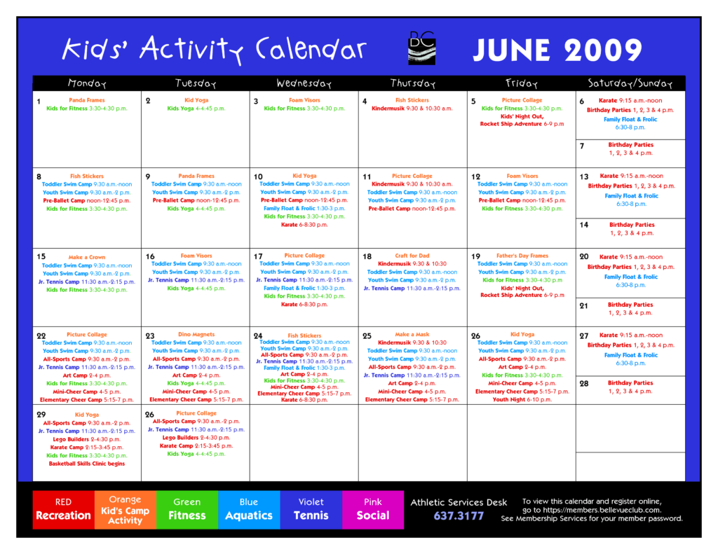 Printable Activity Calendar Printable Activity Calendar
