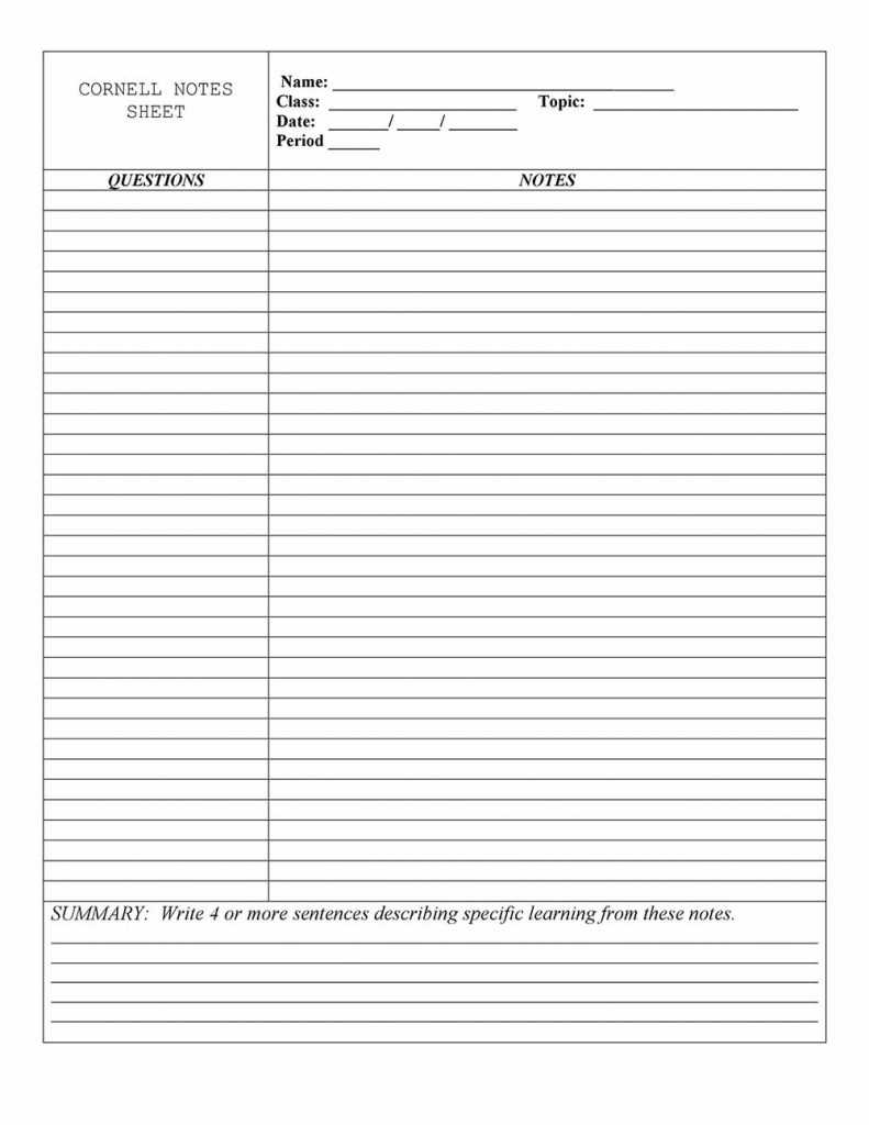 20+ Cornell Notes Template 2020 - Google Docs & Word Pertaining To Note Taking Template Word