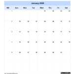 2020 Blank Calendar Blank Portrait Orientation Free Inside Blank One Month Calendar Template