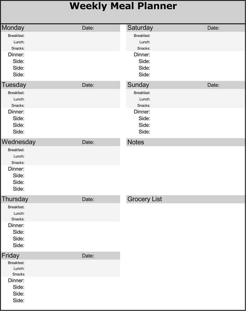 25+ Free Weekly/daily Meal Plan Templates (For Excel And Word) For Weekly Meal Planner Template Word