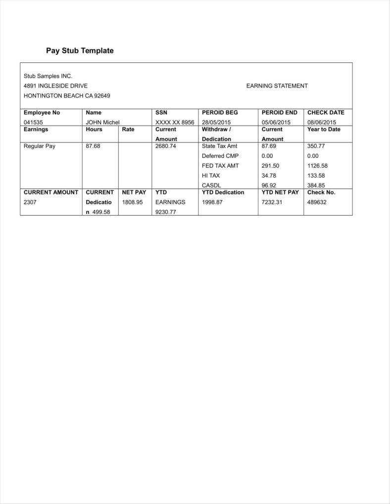 27+ Free Pay Stub Templates – Pdf, Doc, Xls Format Download With Regard To Pay Stub Template Word Document