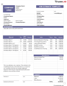 28 Free Estimate Template Forms [Construction, Repair with Work Estimate Template Word