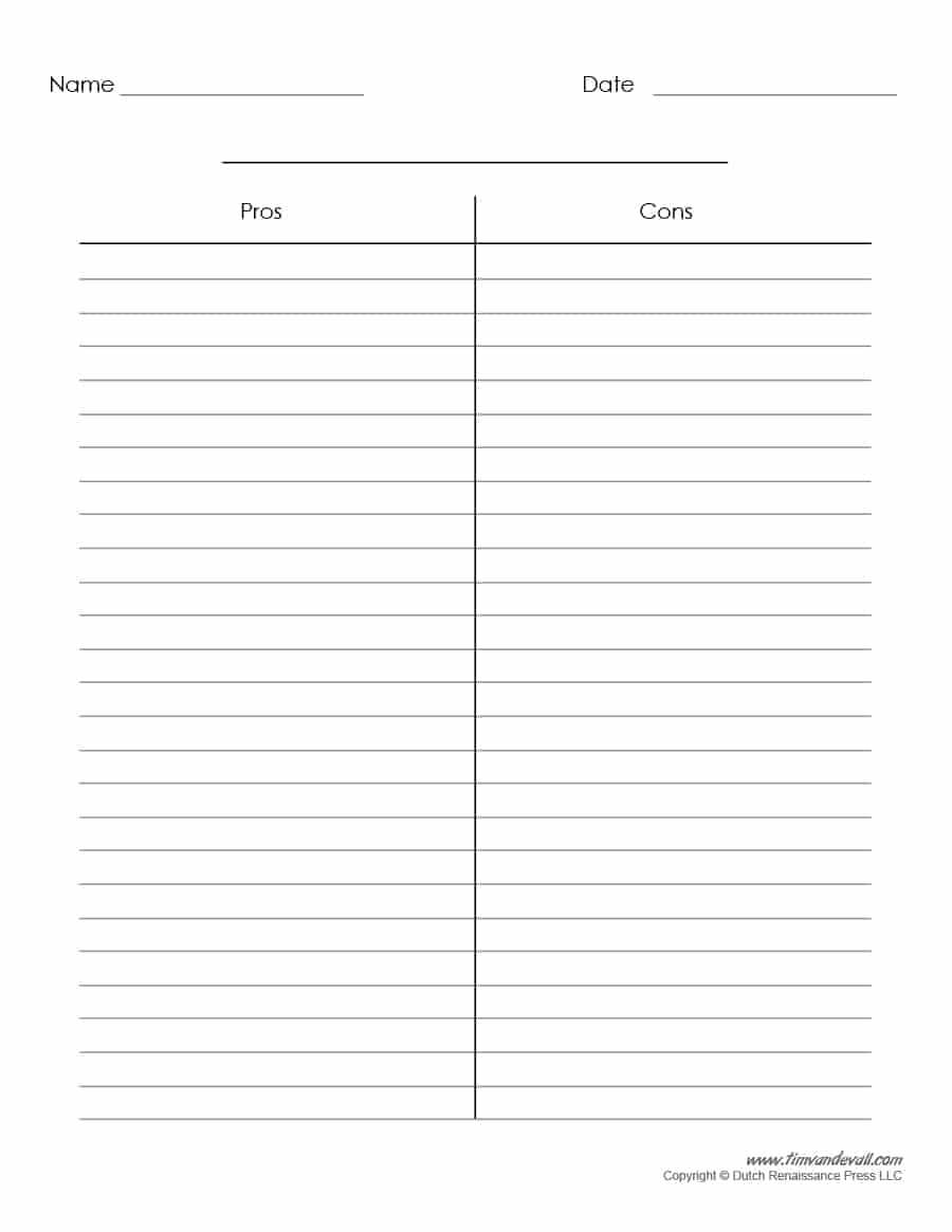 30 Printable T Chart Templates & Examples – Template Archive For Blank Table Of Contents Template