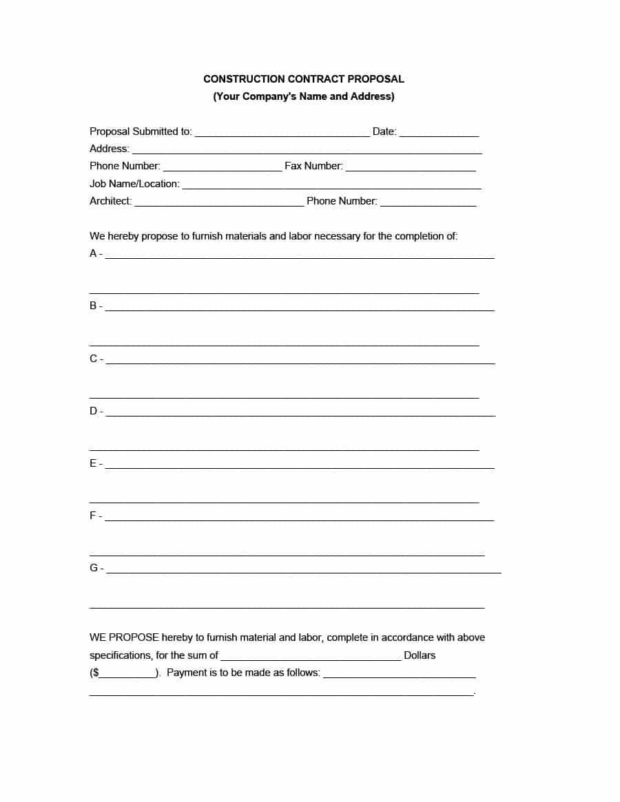 31 Construction Proposal Template & Construction Bid Forms Within Free Construction Proposal Template Word