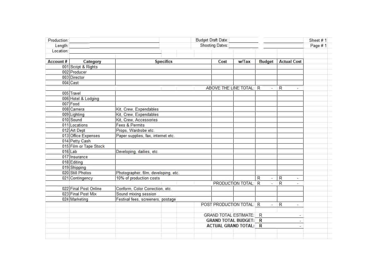 33 Free Film Budget Templates (Excel, Word) ᐅ Templatelab Pertaining To Sound Report Template