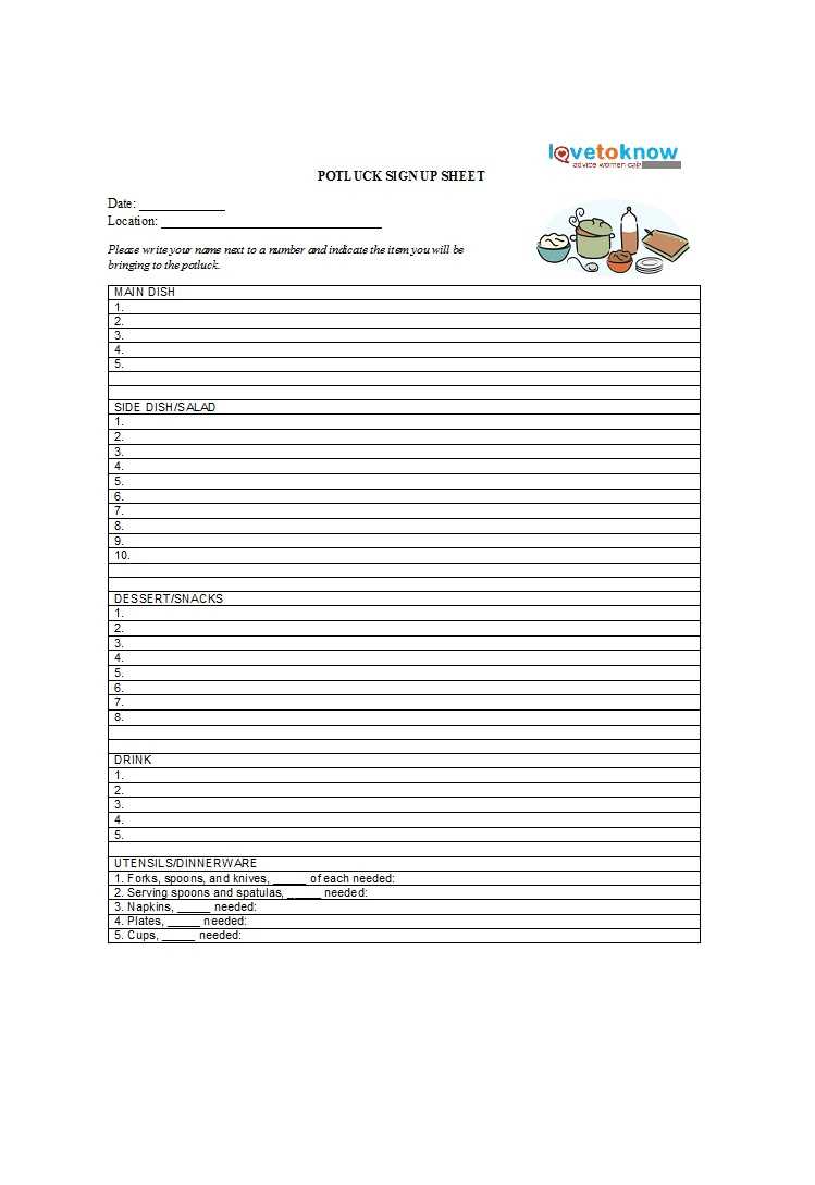 38 Best Potluck Sign Up Sheets (For Any Occasion) ᐅ Templatelab Regarding Potluck Signup Sheet Template Word