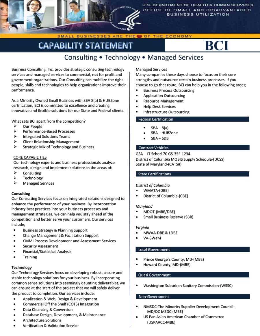 39 Effective Capability Statement Templates (+ Examples) ᐅ Within Capability Statement Template Word