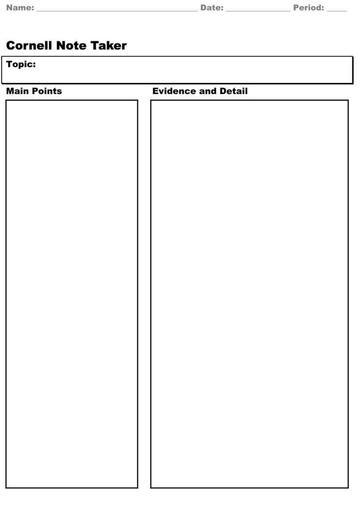 40 Free Cornell Note Templates (With Cornell Note Taking In Cornell Note Template Word