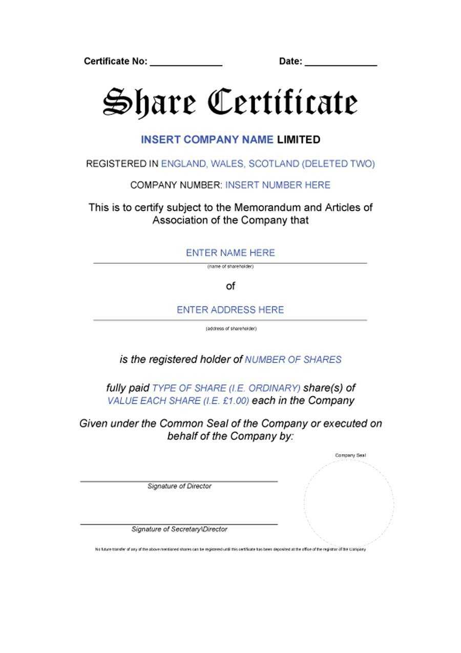 40+ Free Stock Certificate Templates (Word, Pdf) ᐅ Templatelab Intended For Blank Share Certificate Template Free