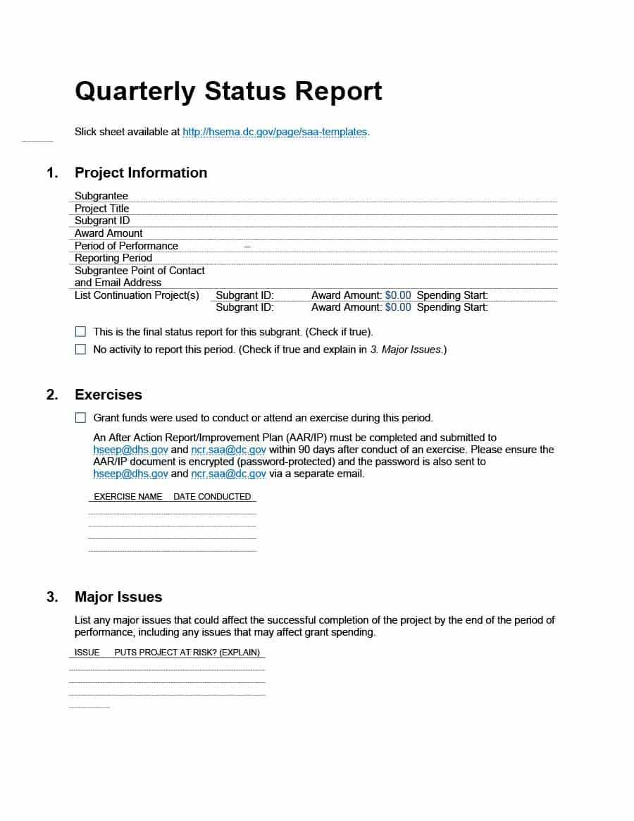 40+ Project Status Report Templates [Word, Excel, Ppt] ᐅ For Quarterly Status Report Template