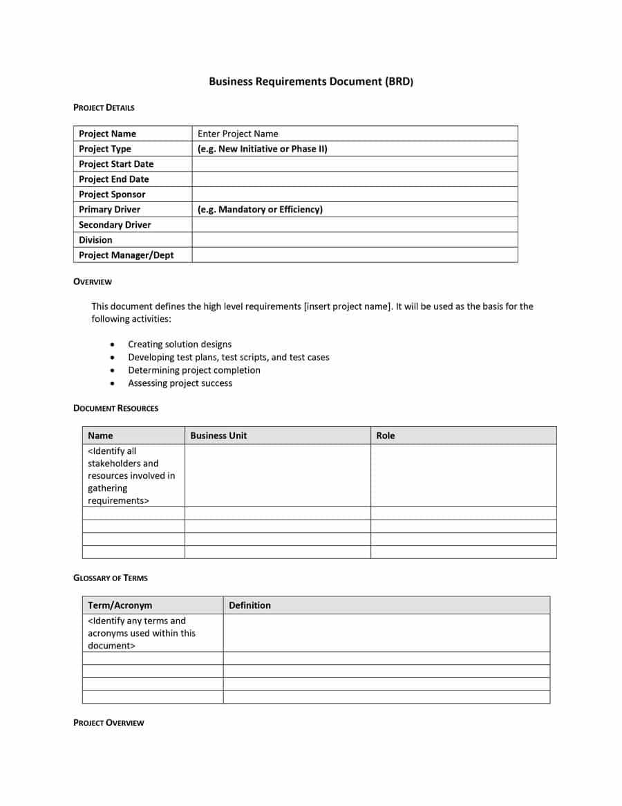 40+ Simple Business Requirements Document Templates ᐅ Pertaining To Reporting Requirements Template