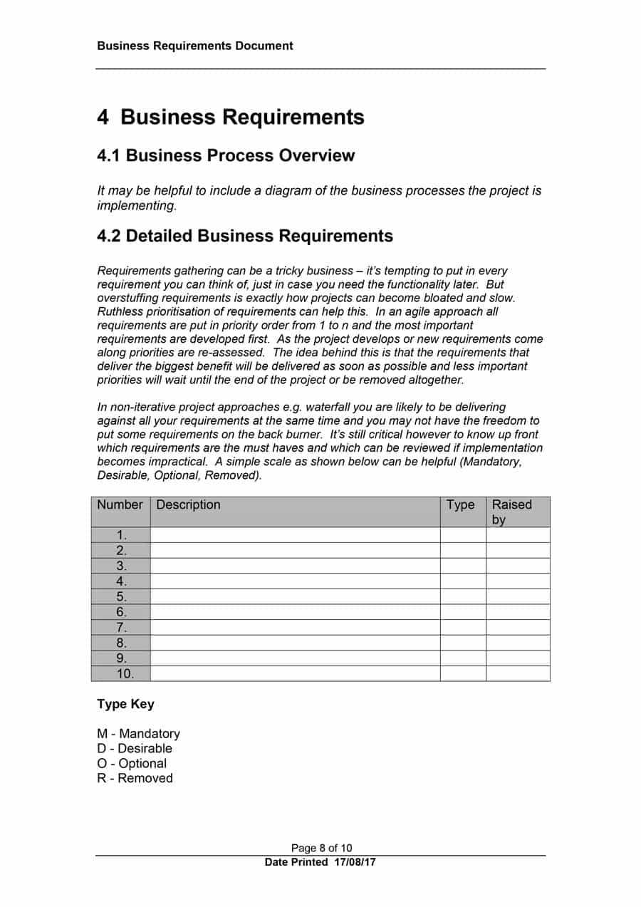 40+ Simple Business Requirements Document Templates ᐅ With Regard To Report Requirements Template
