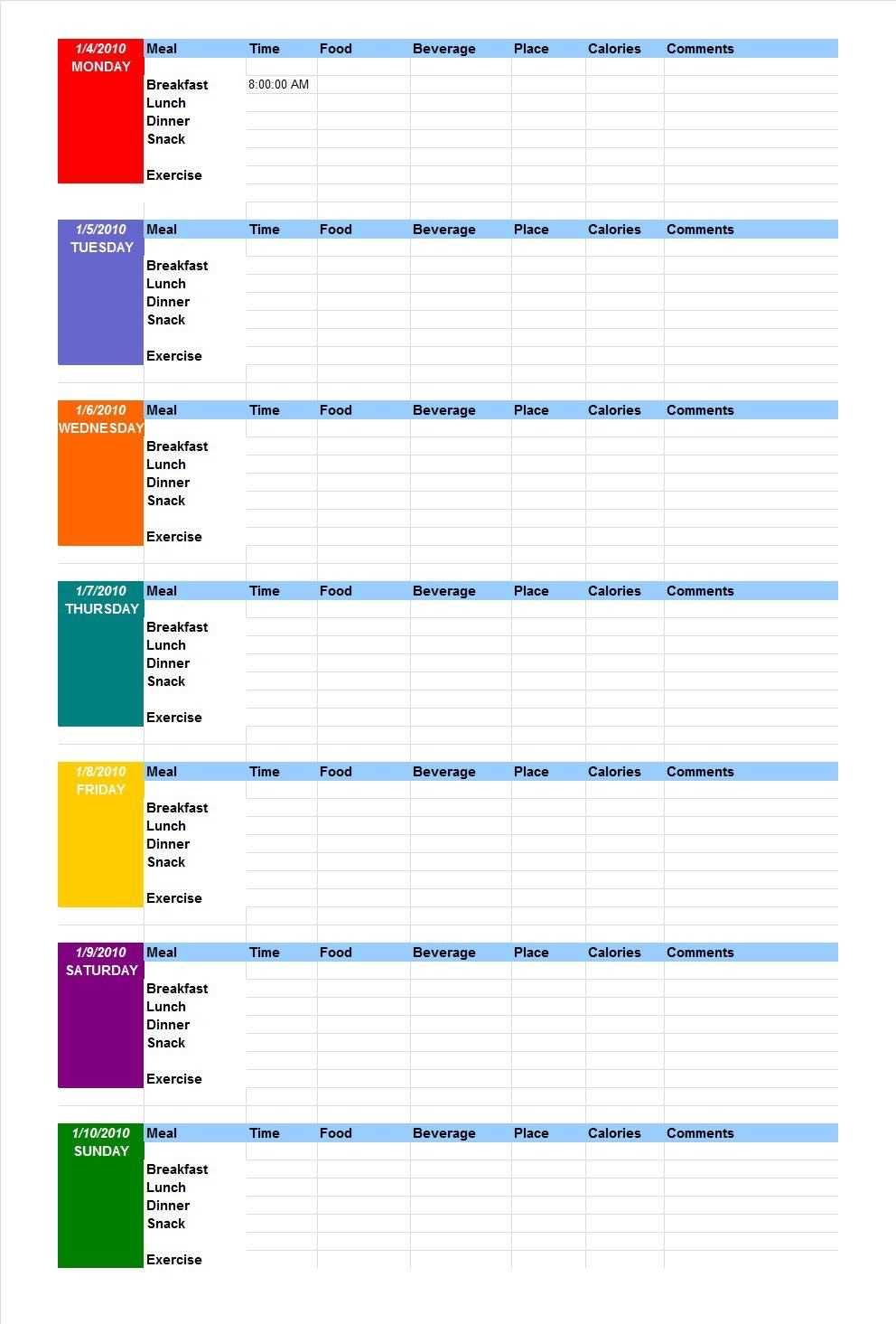 40 Simple Food Diary Templates & Food Log Examples With Regard To Blank Food Web Template