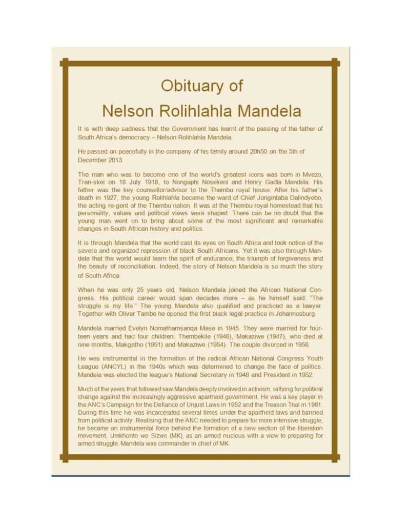 Obituary Template Word Document