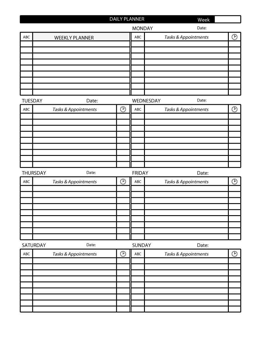 47 Printable Daily Planner Templates (Free In Word/excel/pdf) In Appointment Sheet Template Word