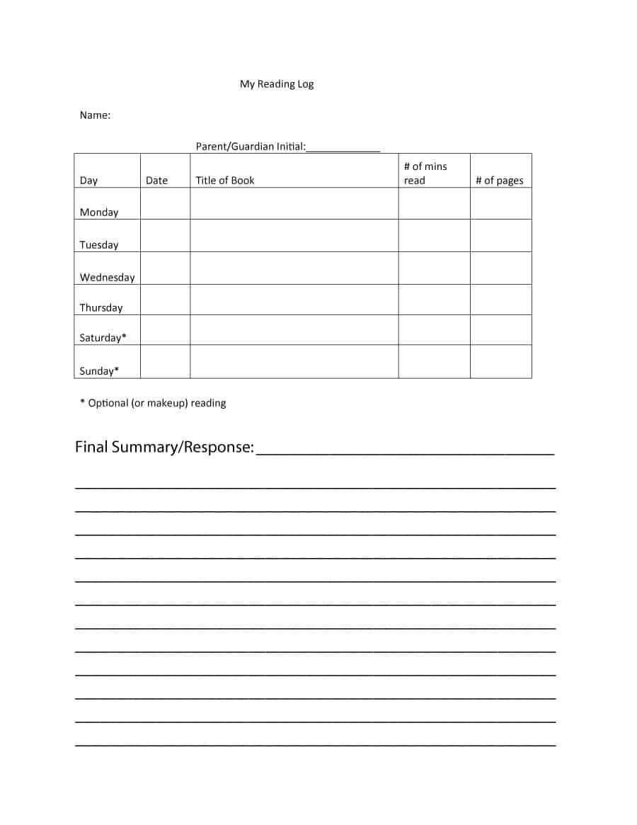 47 Printable Reading Log Templates For Kids, Middle School Intended For Middle School Book Report Template
