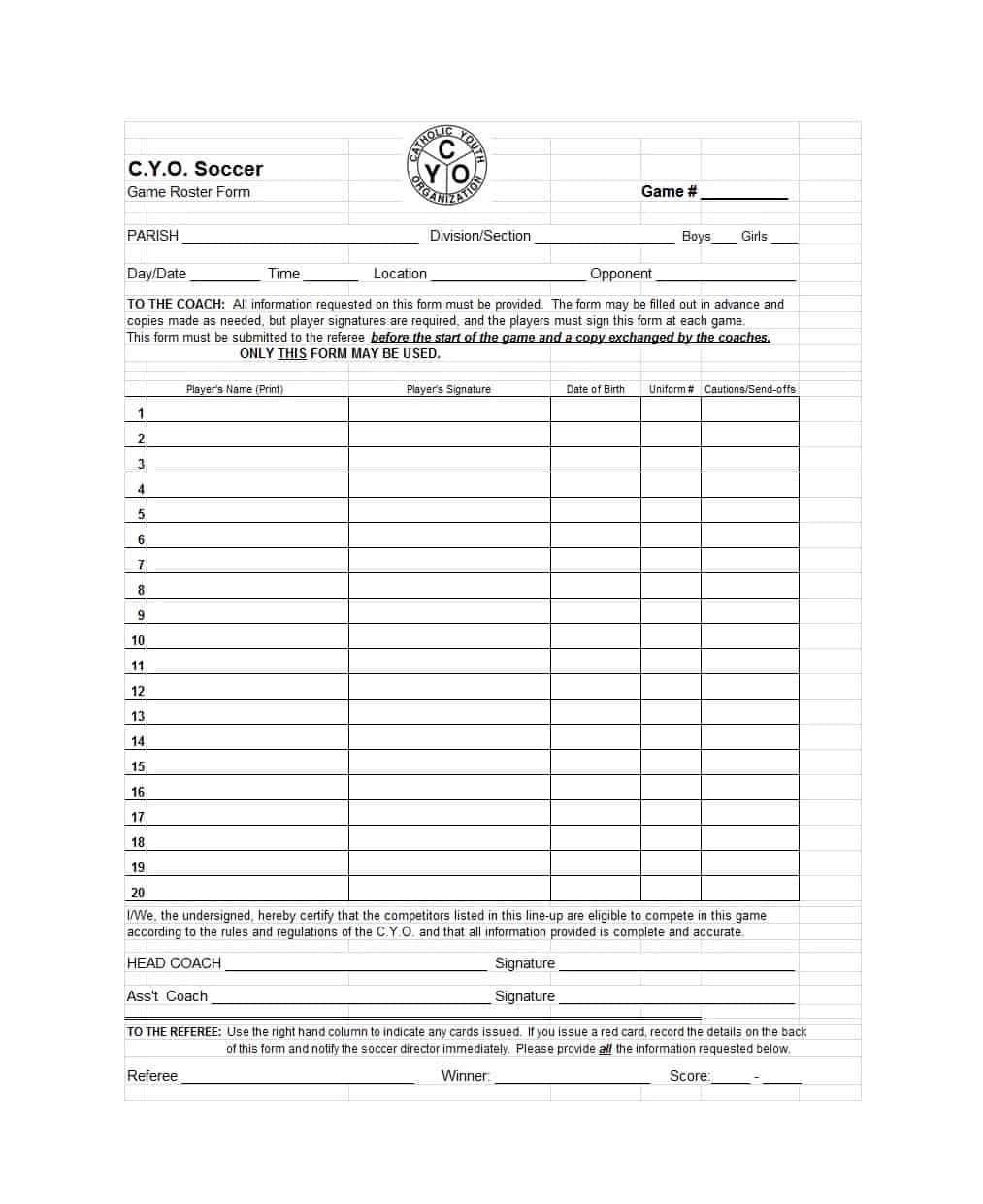 49 Printable Soccer Roster Templates (Soccer Lineup Sheets) ᐅ With Soccer Report Card Template