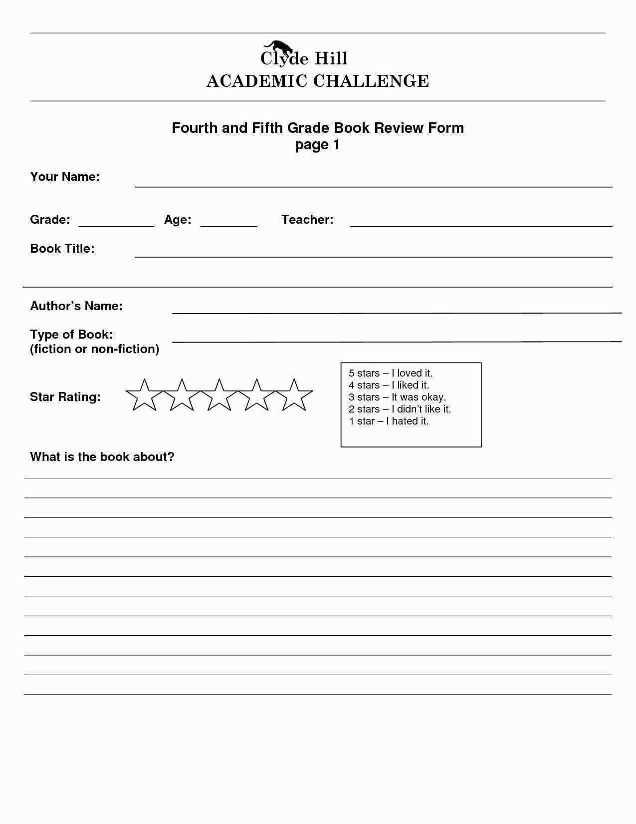 4Th Grade Book Report Worksheets | Printable Worksheets And Intended For First Grade Book Report Template