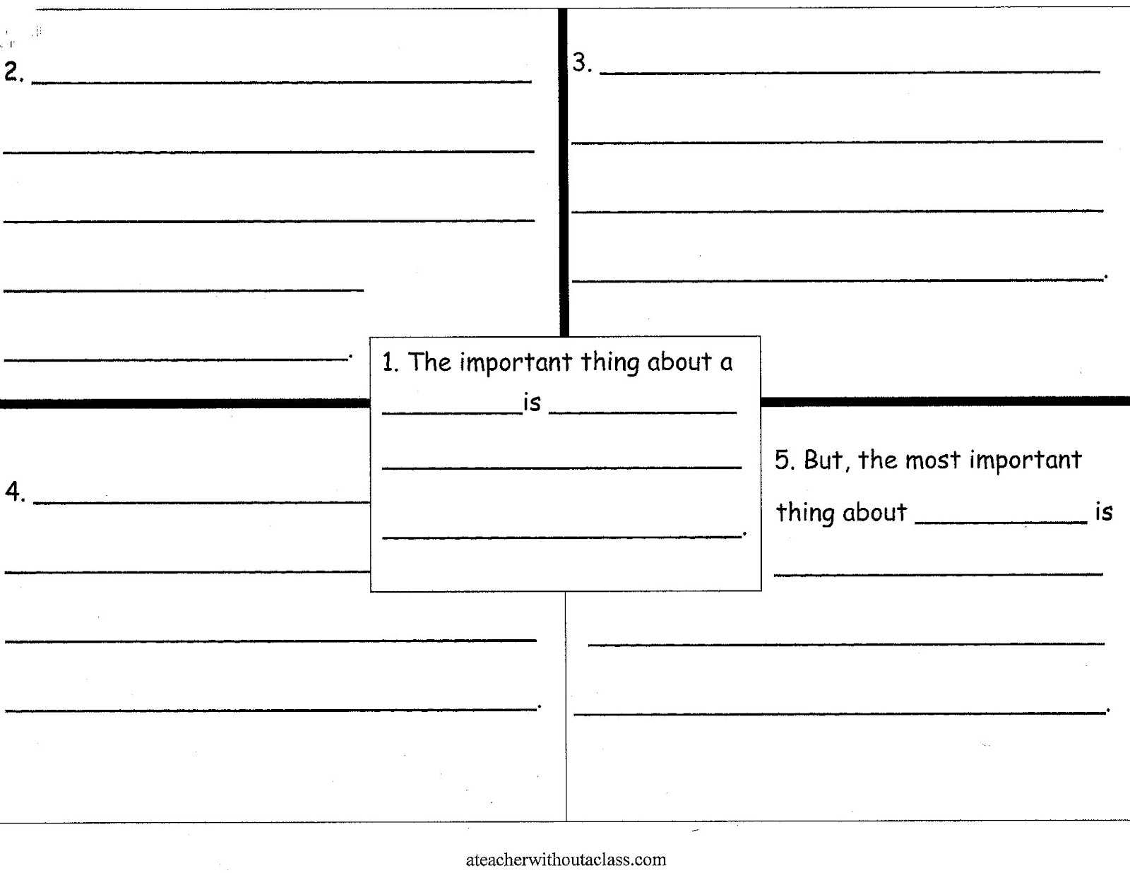 5 Best Images Of The Important Book Printables – The Pertaining To Blank Four Square Writing Template