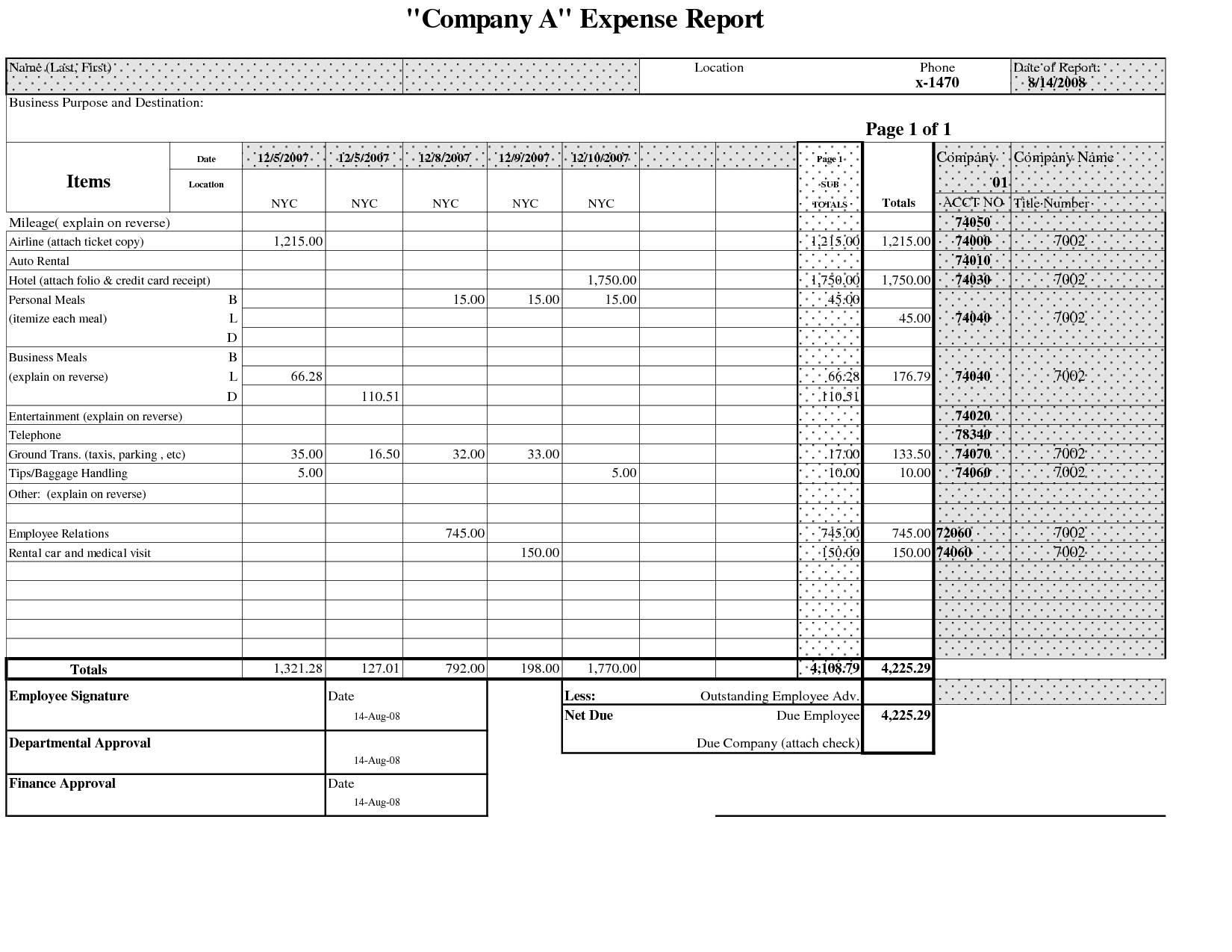 5 New Excel Report Templates | Excel Templates With Company Expense Report Template