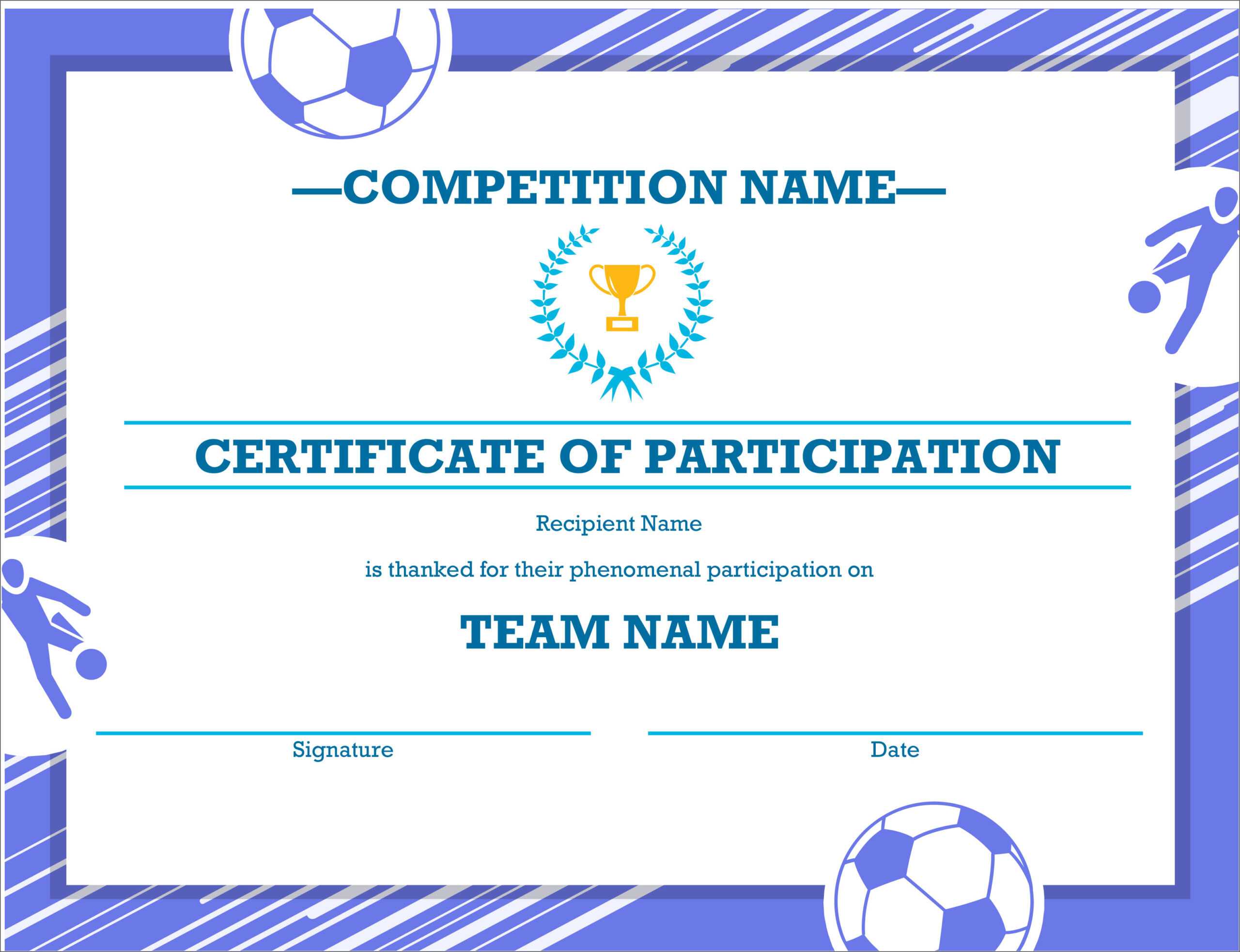 50 Free Creative Blank Certificate Templates In Psd In Soccer Certificate Templates For Word