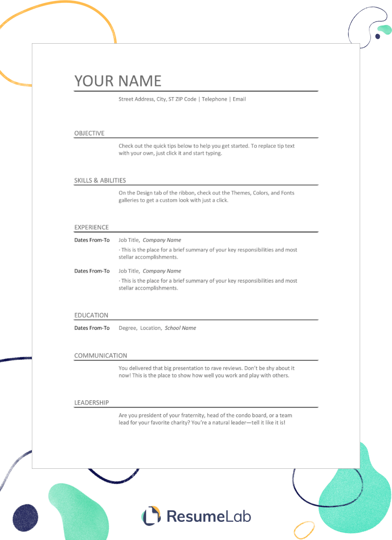 50+ Free Resume Templates For Microsoft Word To Download Intended For Blank Resume Templates For Microsoft Word