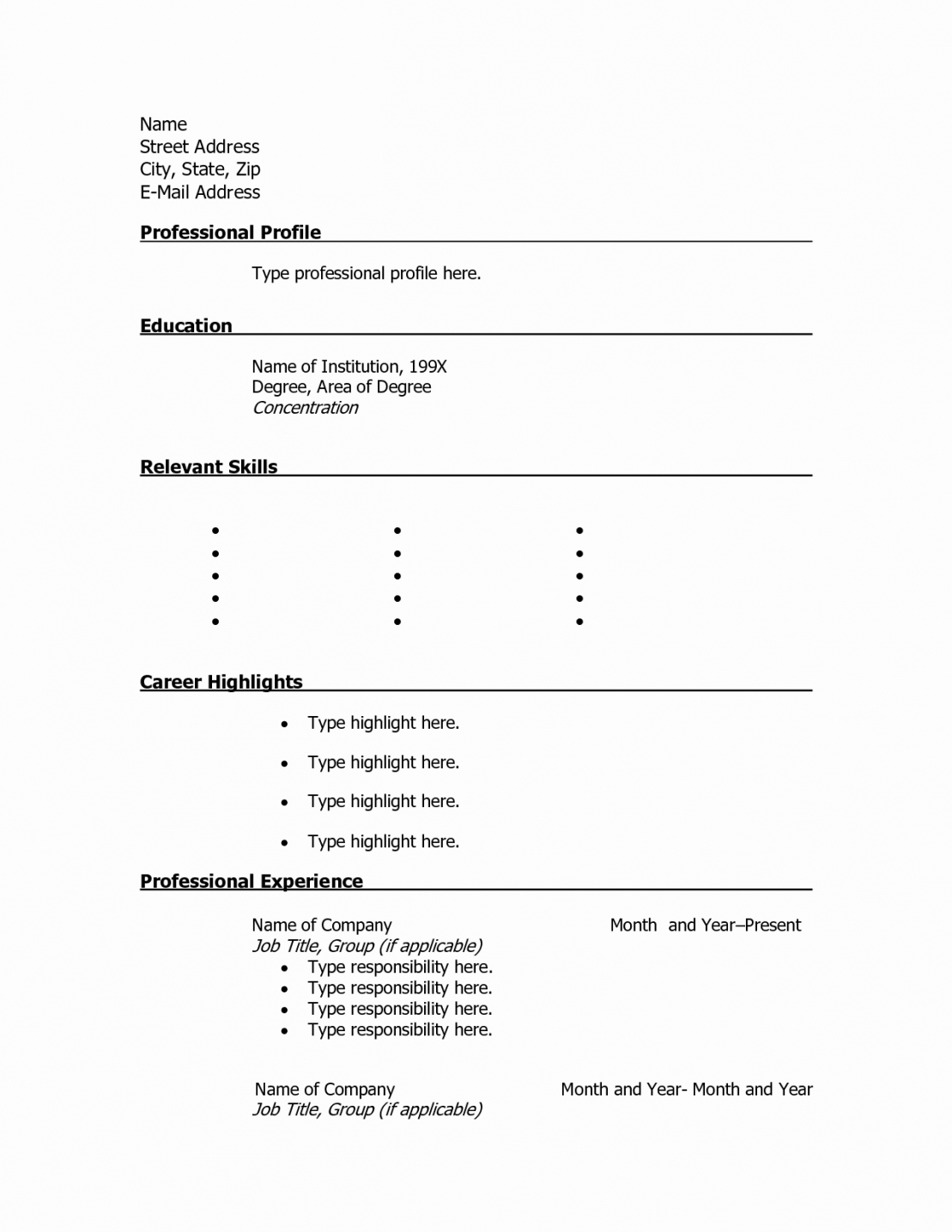 8 Blank Resume Templates For Microsoft Word Then Free With Free Printable Resume Templates Microsoft Word