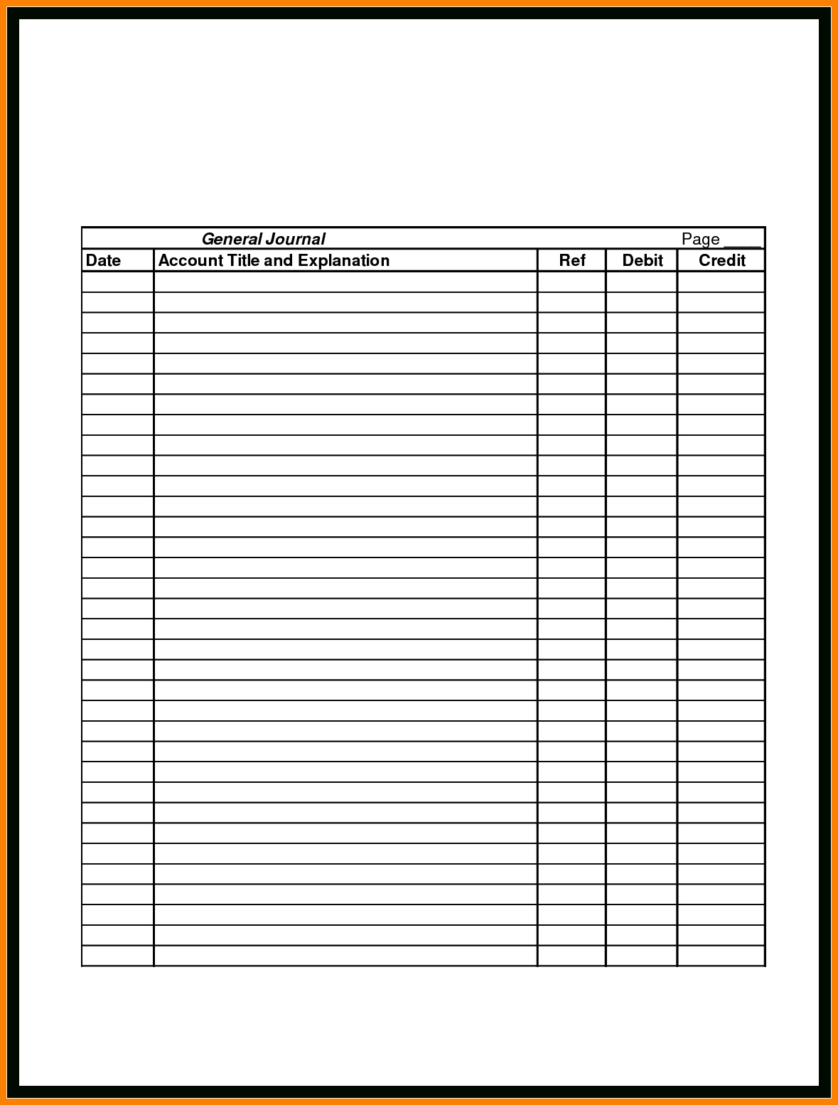 8+ General Journal Ledger Template – Manual Journal Throughout Double Entry Journal Template For Word