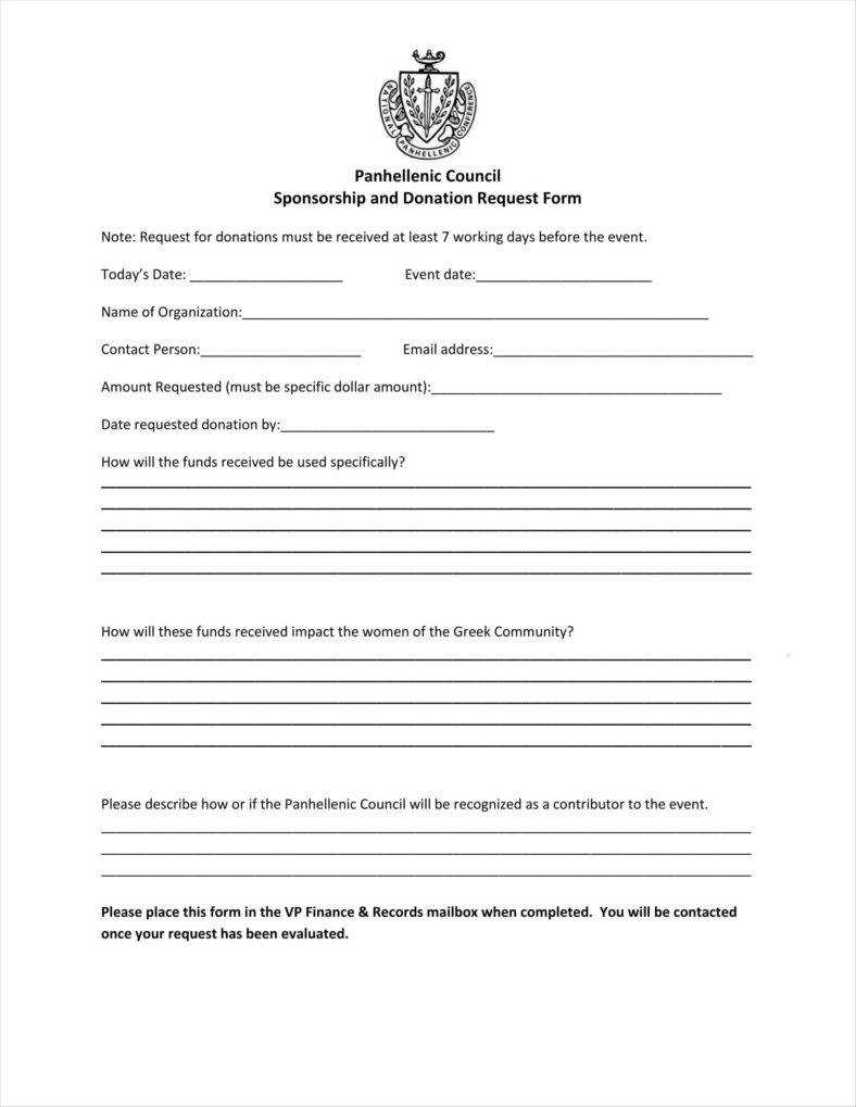 9+ Donation Application Form Templates Free Pdf Format Intended For Blank Sponsor Form Template Free
