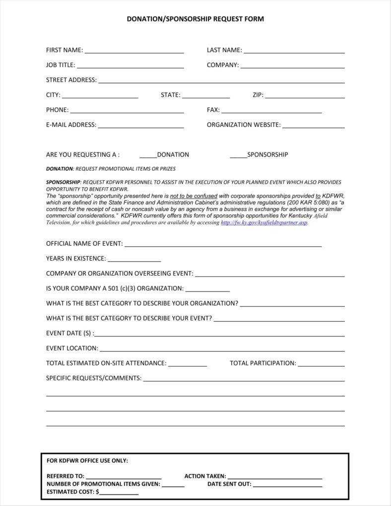 9+ Donation Application Form Templates Free Pdf Format Intended For Blank Sponsorship Form Template