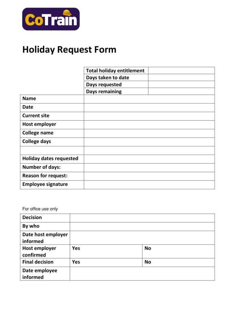 9+ Holiday Request Form Templates – Pdf, Doc | Free In Check Request Template Word