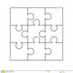 9 White Puzzles Pieces Arranged In A Square. Jigsaw Puzzle With Regard To Jigsaw Puzzle Template For Word