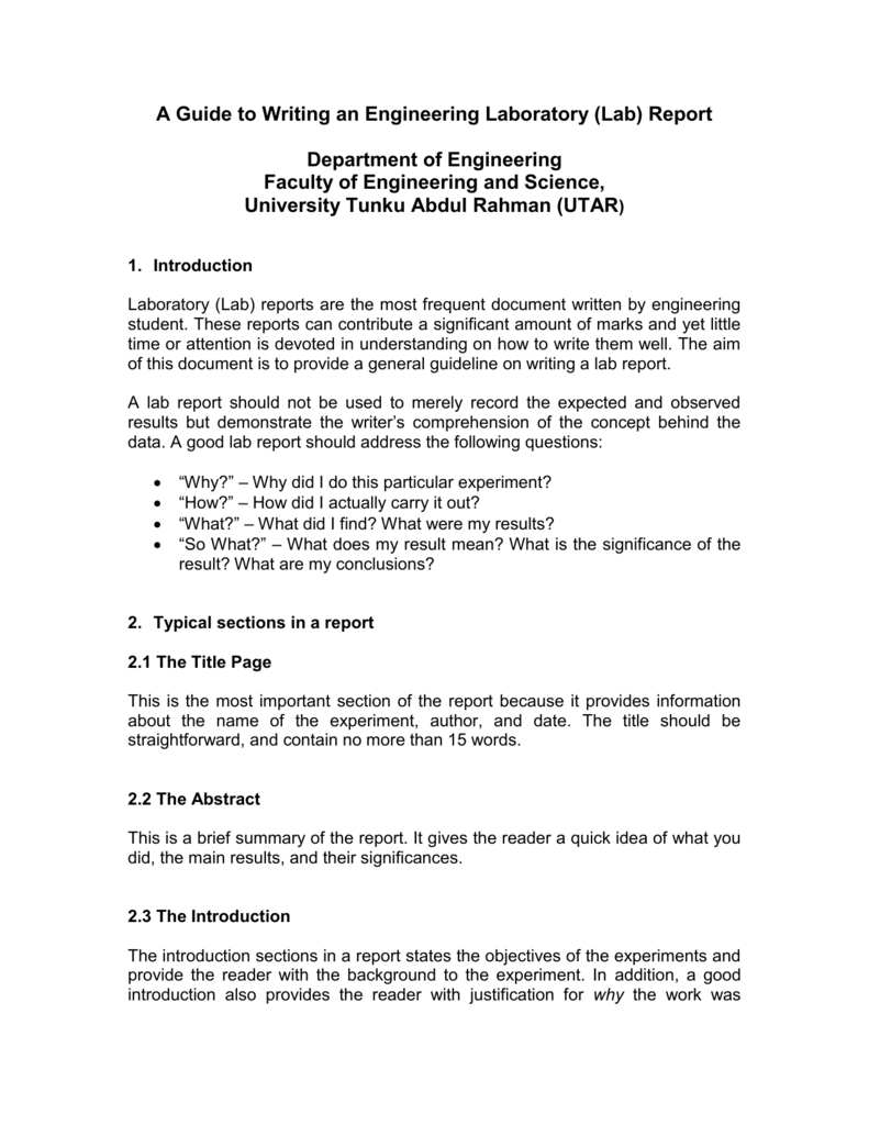 A Guide To Writing An Engineering Laboratory (Lab) Report In Engineering Lab Report Template