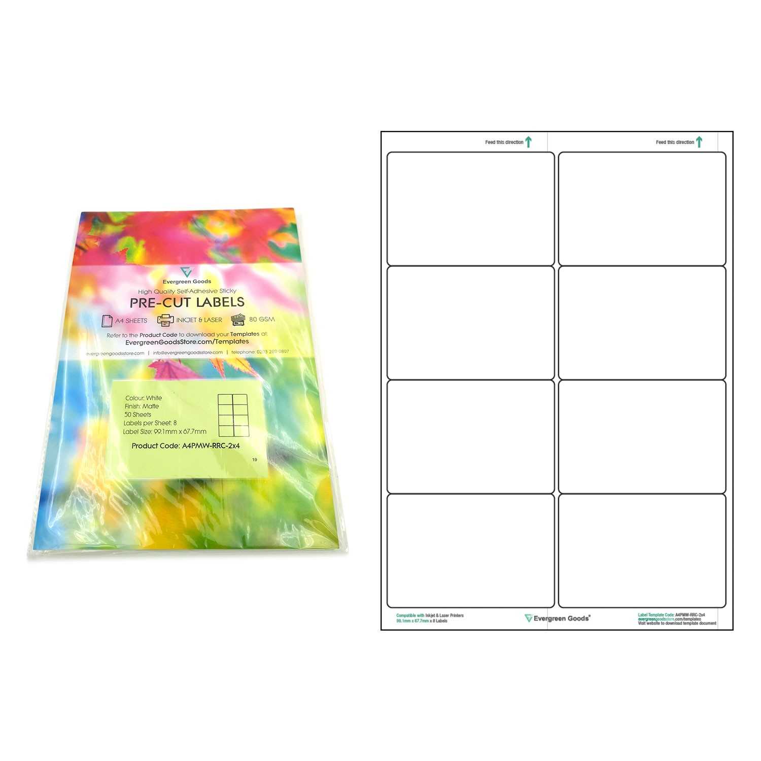 A4 Pre Cut Multi Matte White Paper Labels (2X4, 8 Labels Per Regarding Labels 8 Per Sheet Template Word