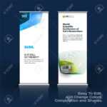 Abstract Business Vector Set Of Modern Roll Up Banner Stand Design Template  With Colourful Soft, Rounded Shapes With Banner Stand Design Templates
