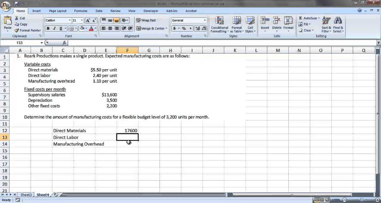 Acc 121 – Preparing A Flexible Budget Intended For Flexible Budget Performance Report Template