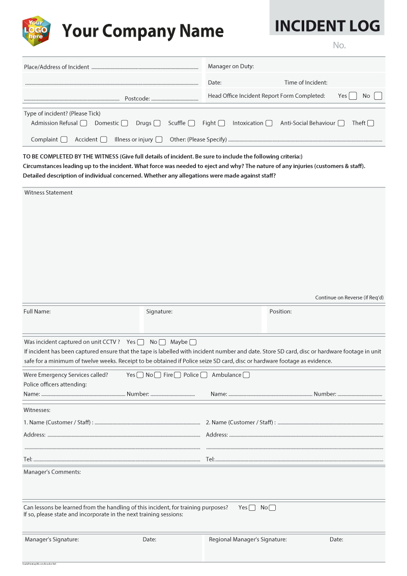 Accident & Incident Report Templates For Ncr Print From £35 Within Incident Report Template Uk