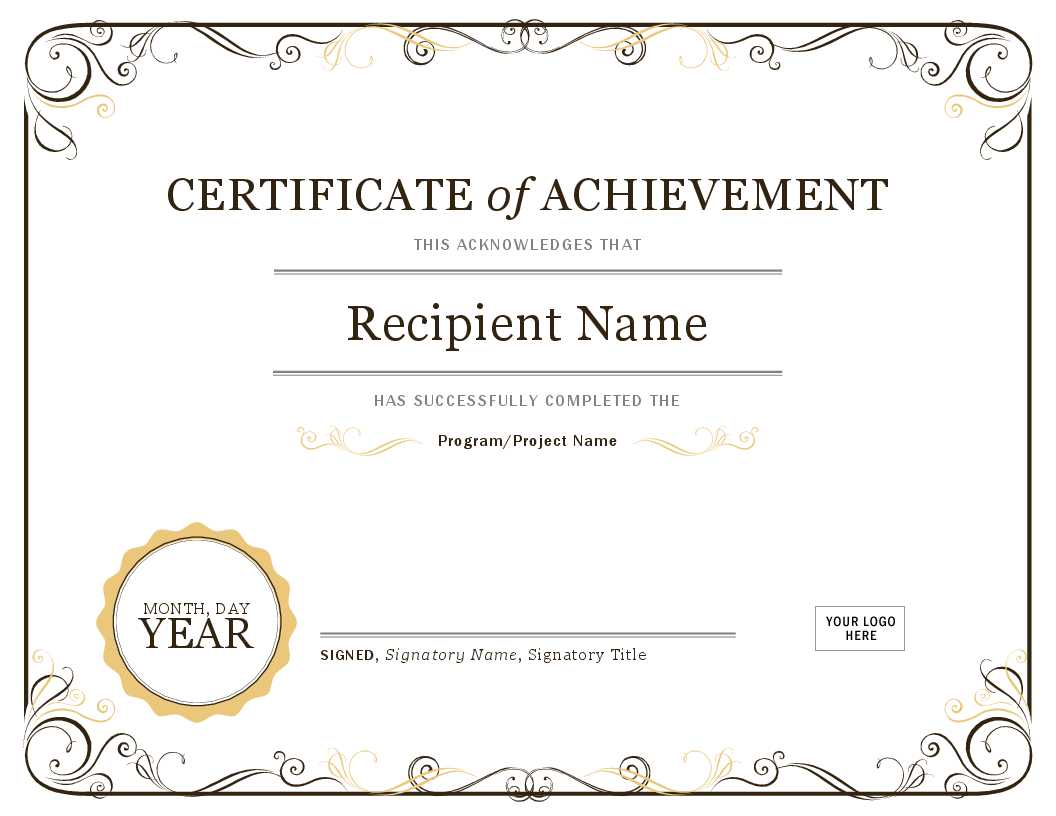 Achievement Award Certificate Template - Dalep.midnightpig.co In Blank Award Certificate Templates Word