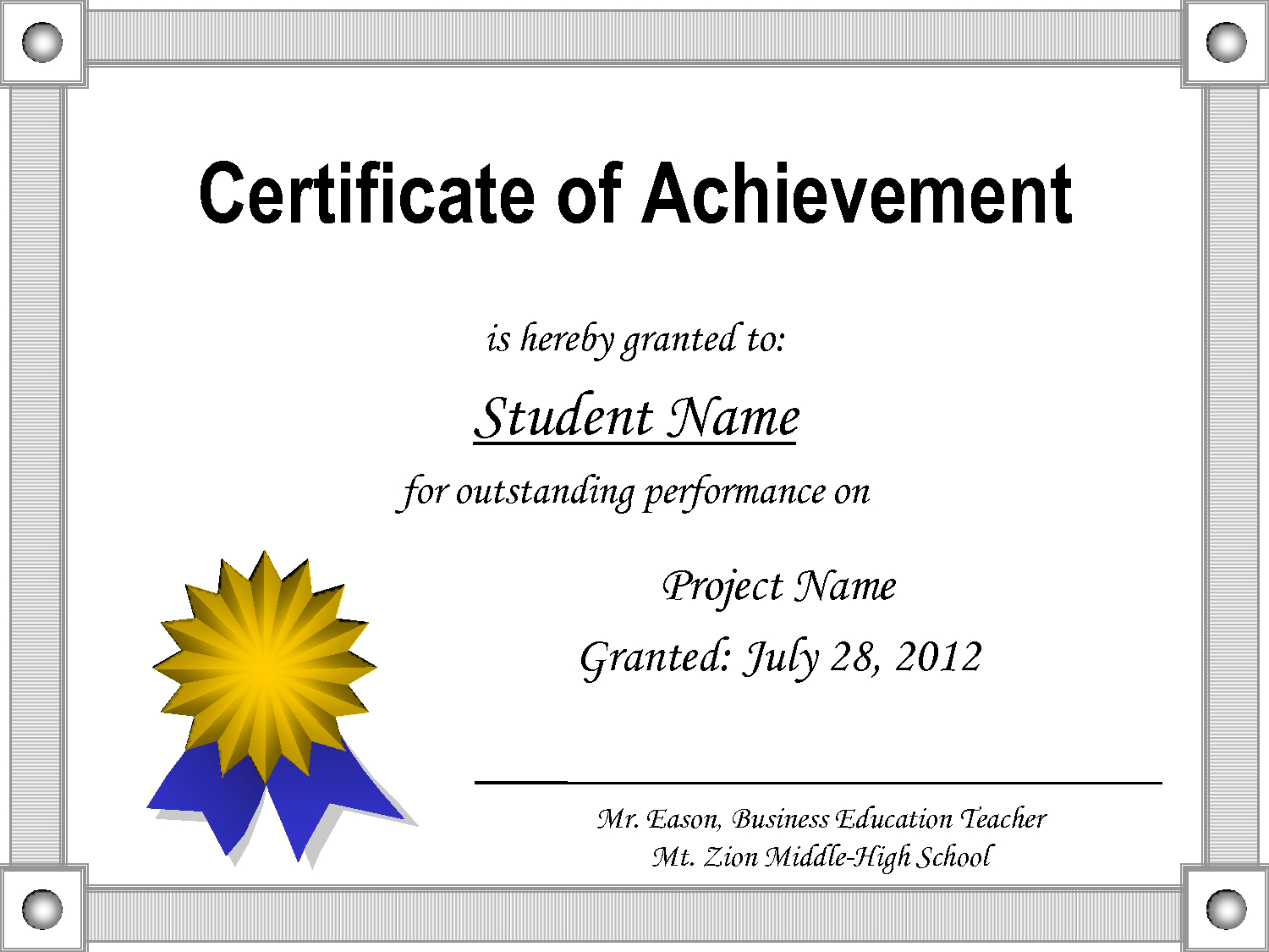 Achievement Certificates Templates – Falep.midnightpig.co Intended For Blank Certificate Of Achievement Template