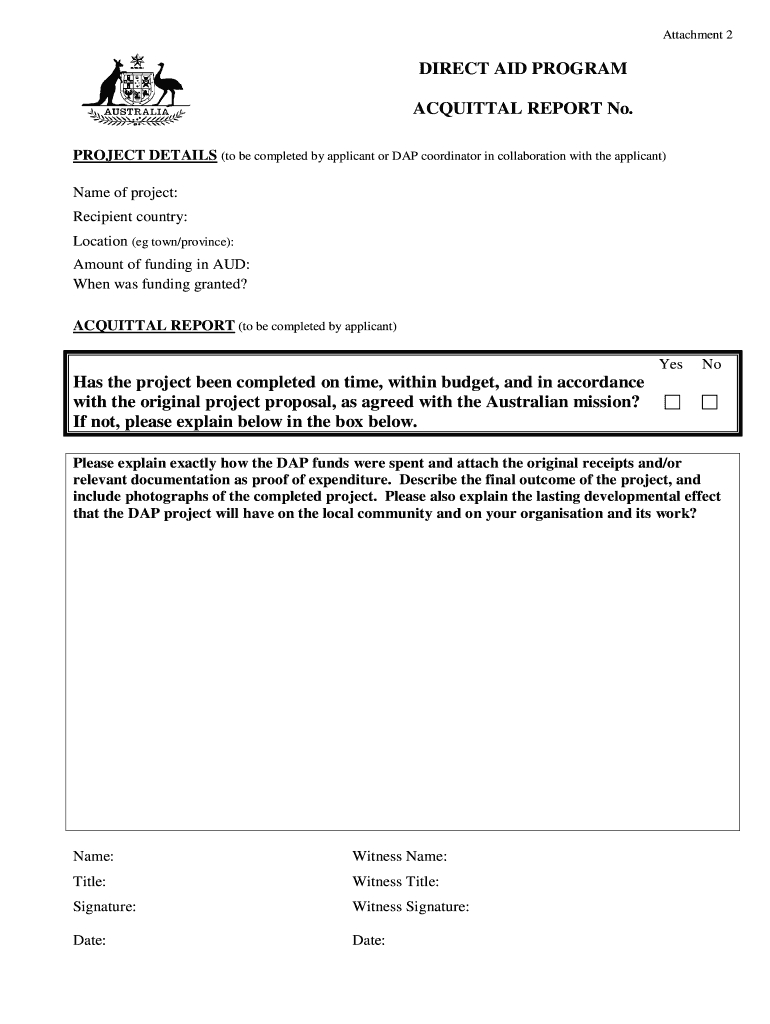 Acquittal Form – Fill Online, Printable, Fillable, Blank With Acquittal Report Template