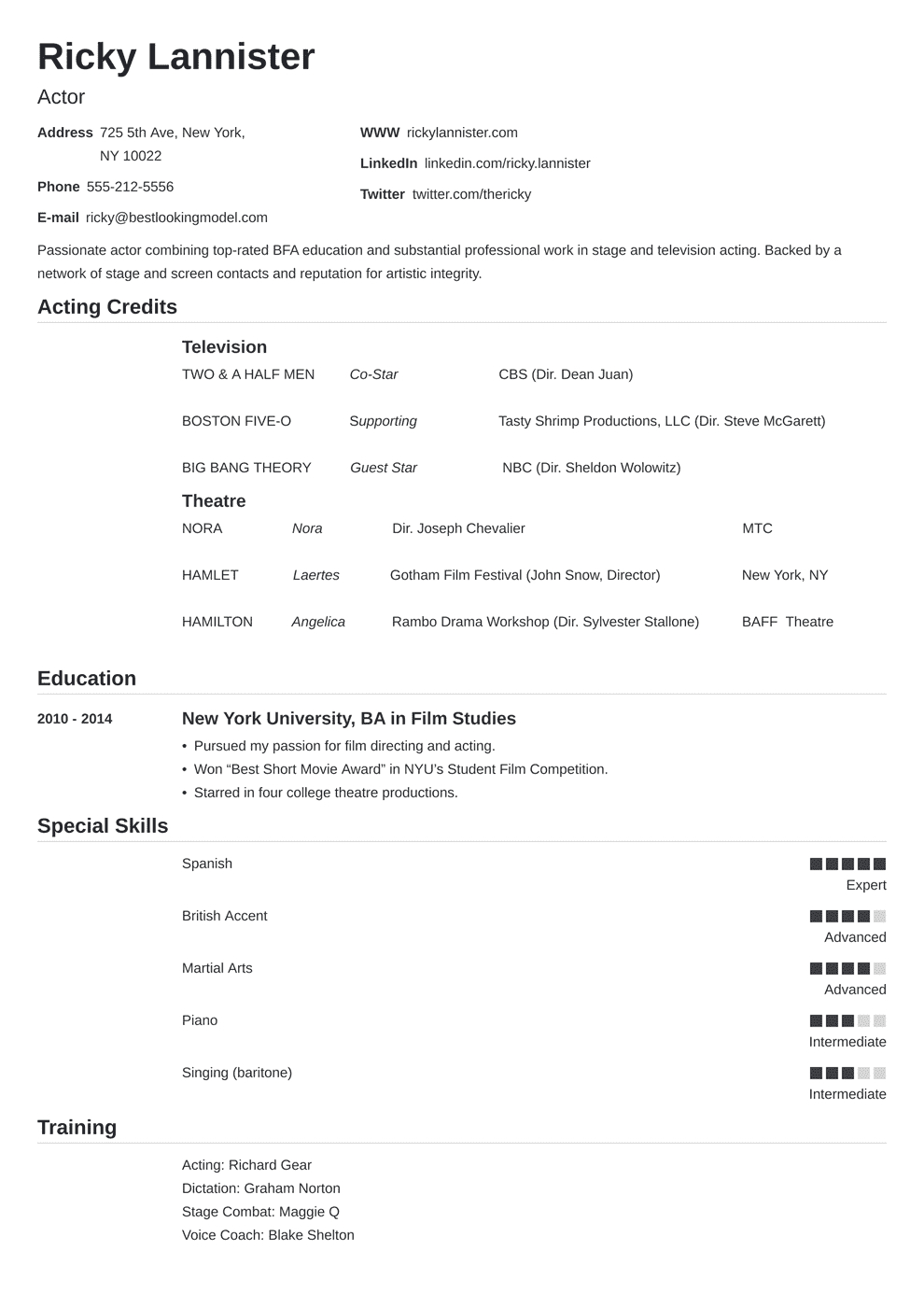 Actors Resume Format – Calep.midnightpig.co Inside Theatrical Resume Template Word