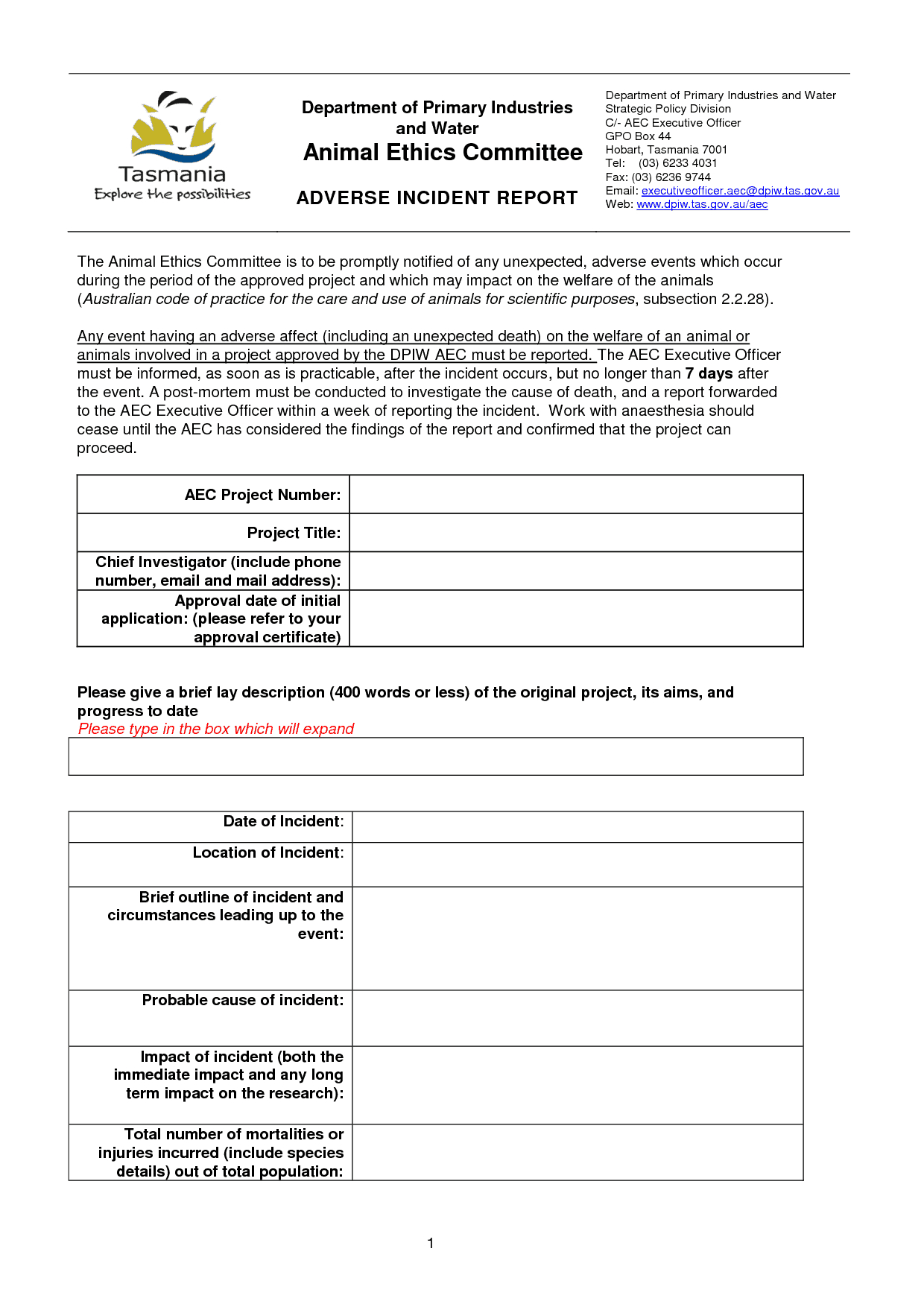 Adverse Incident Report Form – Falep.midnightpig.co With Incident Report Form Template Qld