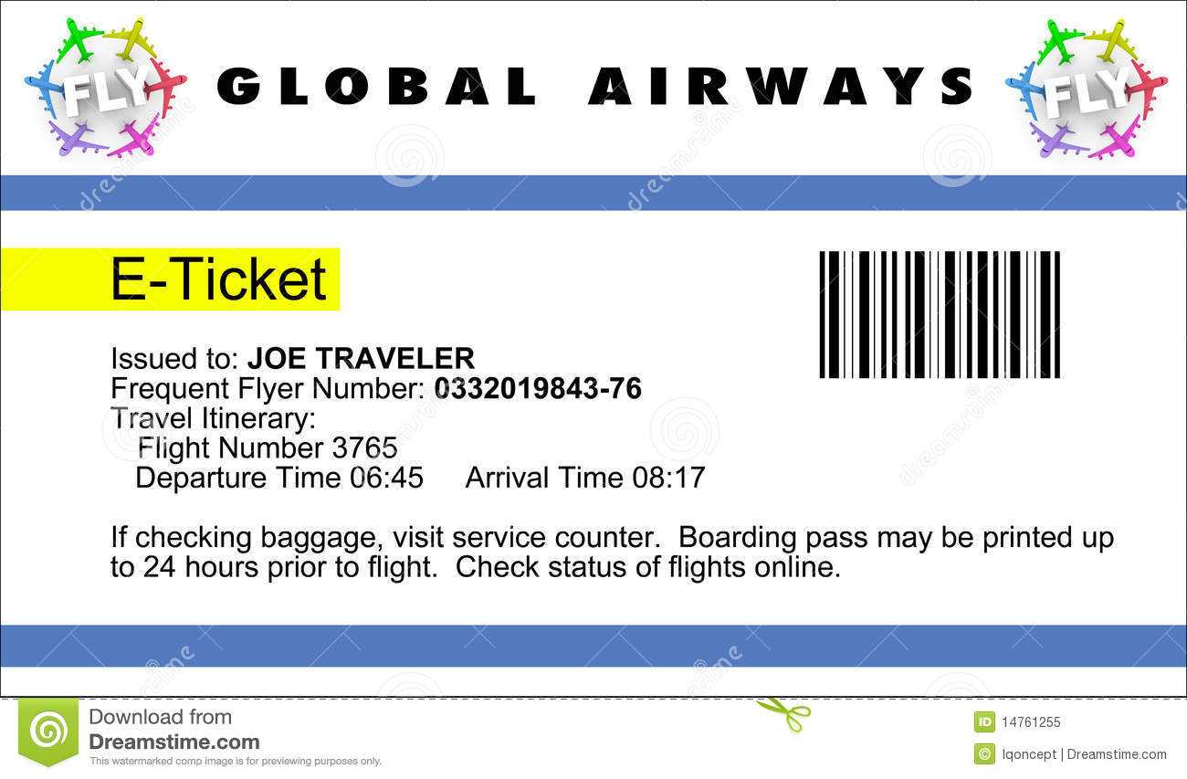 Airline E Ticket Stock Illustration. Illustration Of Travel Inside Plane Ticket Template Word