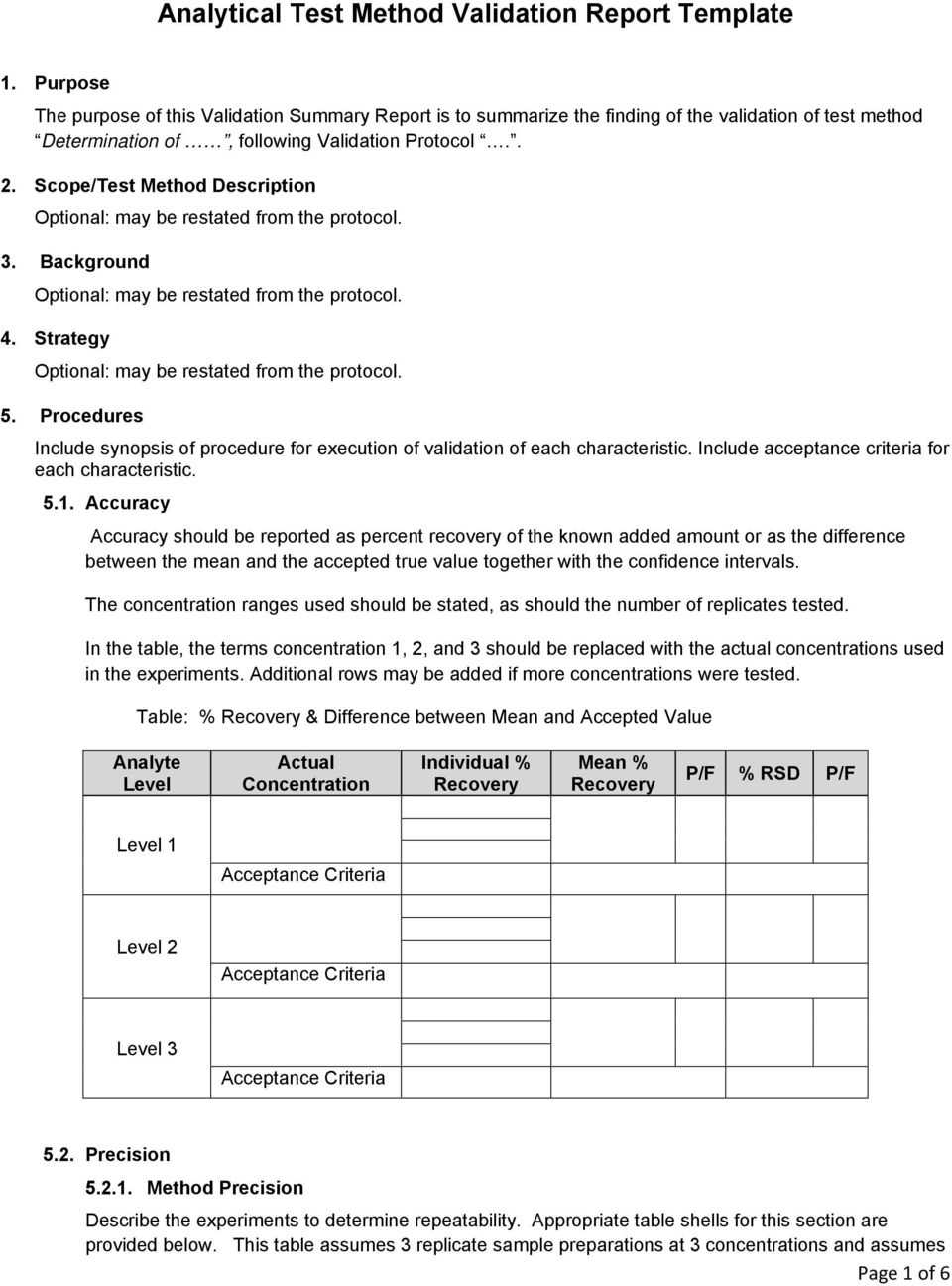 Analytical Test Method Validation Report Template – Pdf Free With Regard To Analytical Report Template